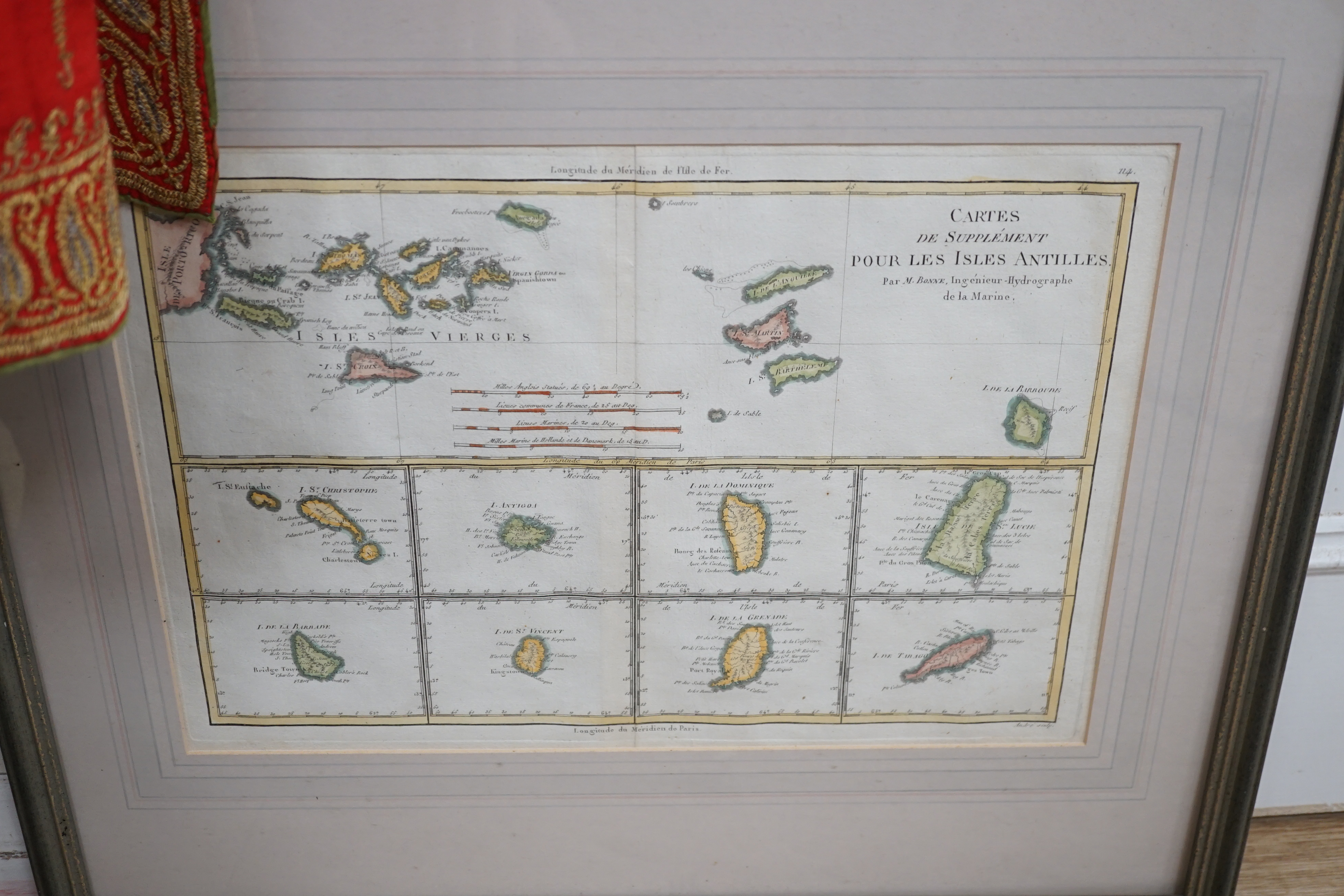 R. Bowyer publ. 1814, colour engraving, 'Cartes .. Les Isles Antilles', 25 x 35cm and two other maps of the East Indies, 20 x 29cm and Asia, 19 x 23cm